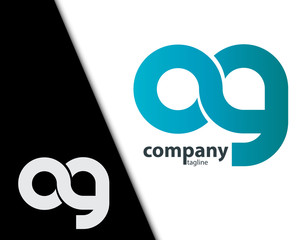 Naklejka premium Initial Letter OG CG Rounded Lowercase Logo