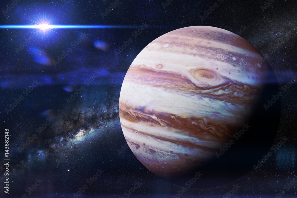 Canvas Prints planet jupiter in front of the milky way galaxy and the sun