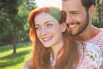 Young couple in park.