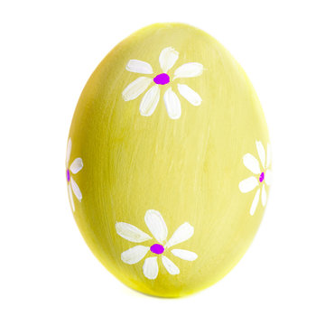 Colorful Egg isolated on white background close up. Happy Easter Handmade painted color Egg