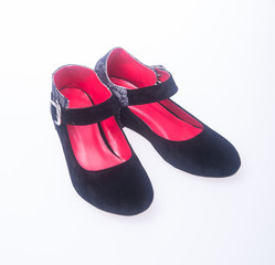 shoe. black colour fashion woman shoes on a background.