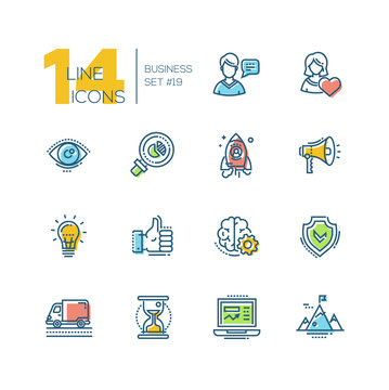 Business - colored modern single line icons set
