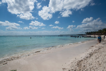 Beautiful white sand beach in Akumal Mexico
