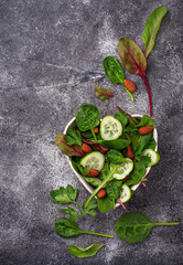 Salad mix with cucumber and almond