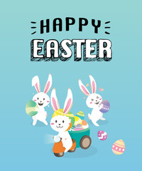 Obraz na płótnie Canvas Happy easter day with white Easter rabbit.