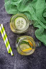 Refreshing detox water with cucumber and lemon