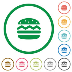 Single hamburger flat icons with outlines