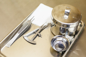 Medical instruments in the hospital, tool for doctor and nurse emergency 