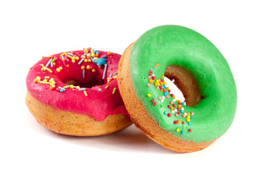 two glazed donut isolated on white background