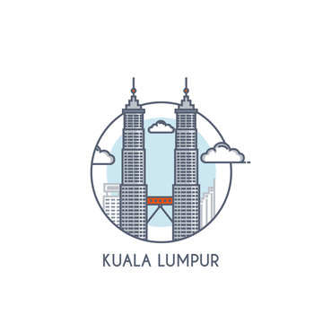 Flat line deisgned icon - Kuala Lumpur