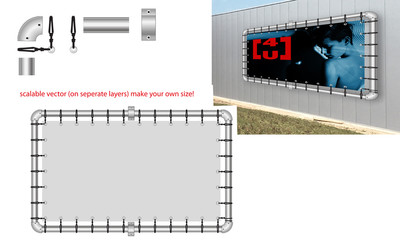 scaffolding tube banner scalable vector on separate layers, make your own size