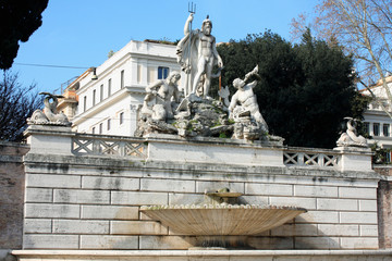 Fototapeta premium Piazza del Popolo (People's Square) named after the church of Santa Maria del Popolo in Rome, Italy