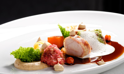 Fine dining, Venison meat steak with vegetable