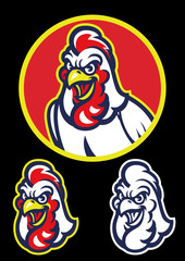 Rooster head in sport mascot style