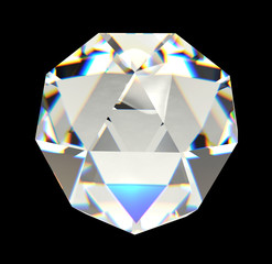 Diamond isolated on black background 3D rendering