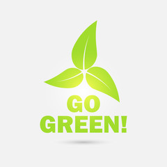Go green! Eco icon with leaves. Vector