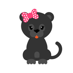 Fototapeta premium cartoon panther with bow