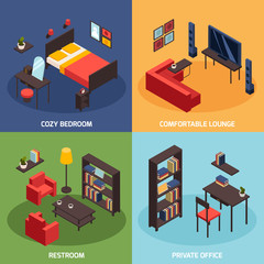 Living Room Concept Icons Set