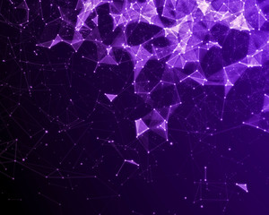 Abstract digital background with violet cybernetic particles.