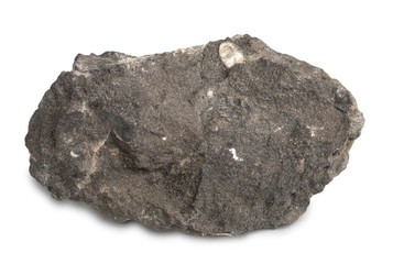 Mineral stone  phosphorite or rock phosphate isolated on white background. Phosphorite contain high amounts of phosphate bearing minerals. 