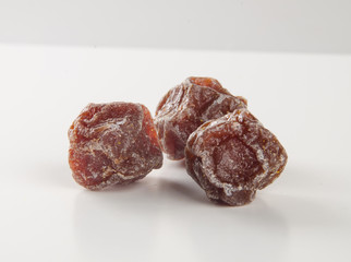 preserved fruits or chinese preserved fruits on the background.