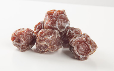 preserved fruits or chinese preserved fruits on the background.