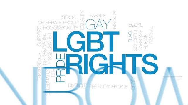 LGBT rights animated word cloud, text design animation. Kinetic typography.