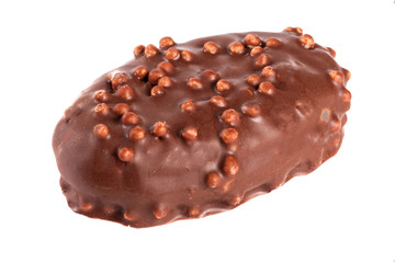 one chocolate candy isolated on white background