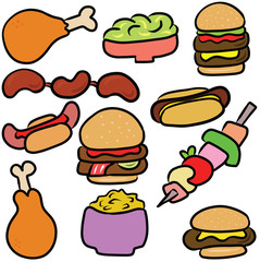 BBQ Food Cartoon Vector