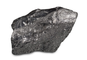 Black (bituminous) coal isolated on white background. Black coal is a relatively soft coal containing a tarlike substance called bitumen.