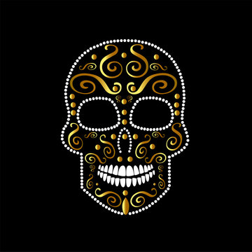 Skull vector background with ornament details 