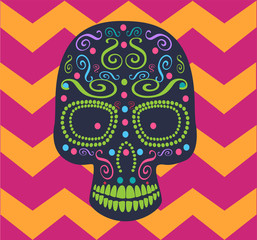Skull vector background with ornament details 