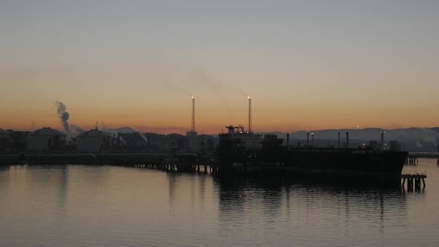 LNG carrier in petrochemical port