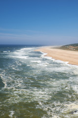 View on Nazare atlantic coast and beach in Portugal