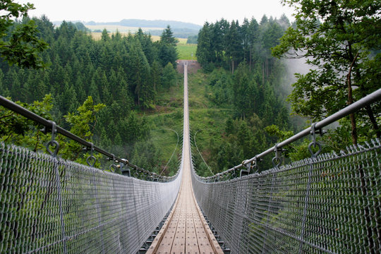 Fototapeta Geierlay suspension bridge from south to north