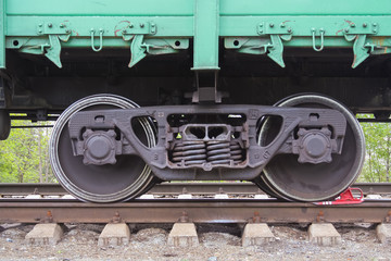 Fototapeta na wymiar The wheels of a railcar