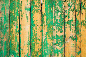 Old green wooden fence texture