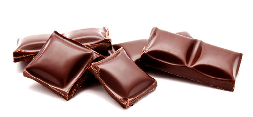 Dark chocolate bars stack isolated on a white