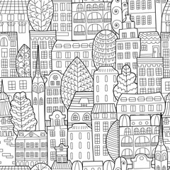Hand drawn doodle houses.