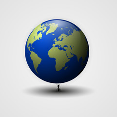 Little ant holding the Earth vector illustration. Achievement symbol.