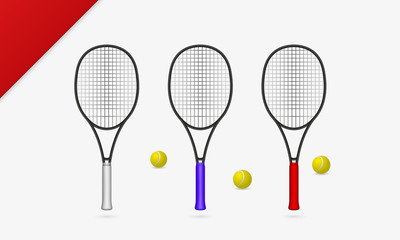 Tennis rackets with tennis balls vector illustration.