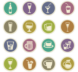 glasses and cups icon set