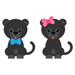 cartoon panther with bow and tie