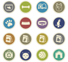 goods for pets icon set