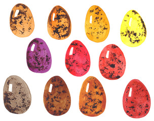 colored Easter eggs watercolor isolated
