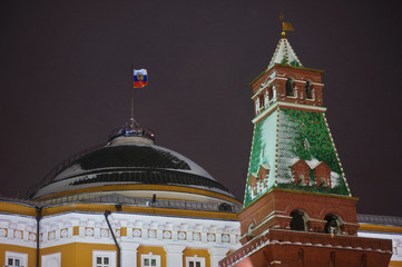 View of Red Square at winter, Moscow, Russia.
