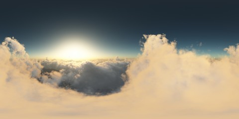 panorama above the clouds at sunset. made with one 360 degree lense without any seams. ready for...