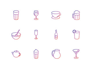 Set of vector icons of drinks