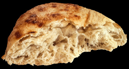 Pitta Bread Torn Loaf Half Isolated on Black Background