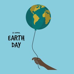 Editable Vector Illustration of Hand Holding Globe as Balloon Which Means Taking Care for The Earth for Green Life Environment Campaign